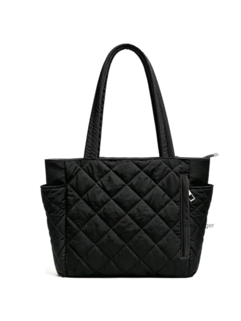 Quilted Tote Bag with Top Zipper Lightweight Shoulder Handbag for Work Travel